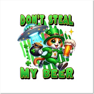 don't steal my beer st patrick's day funny ufo Posters and Art